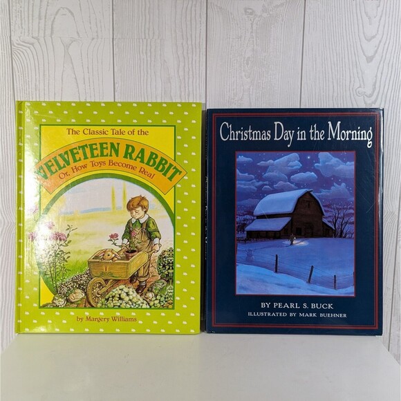 Two Children's Books Hardcover Christmas Day In The Morning The Velveteen Rabbit - Picture 1 of 2